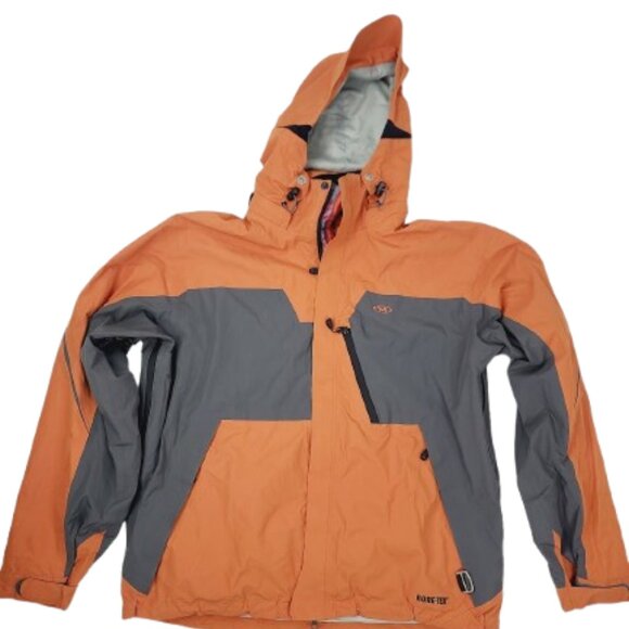Marker Men's Orange Grey Gore-Tex Long Sleeve Full Zip Windbreaker Jacket Size L - Picture 1 of 15